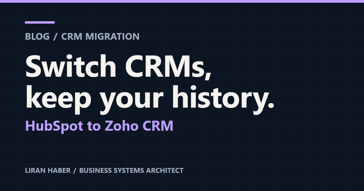 Switch CRMs, keep your history. HubSpot to Zoho CRM.